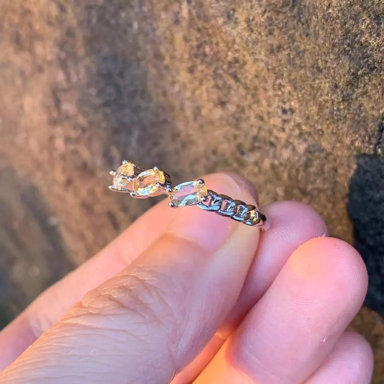 3MM Natural Citrine Ring Adjustable Female Ring Jewelry for Women Gift Wholesale High Quality Vintage Fine