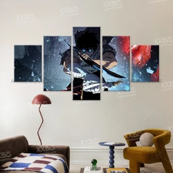 Solo Leveling Anime Character Wall Art Canvas Print - Home Decoration Frameless Poster - 150x80cm(No Frame) (5pcs - wdzsj1 - C)