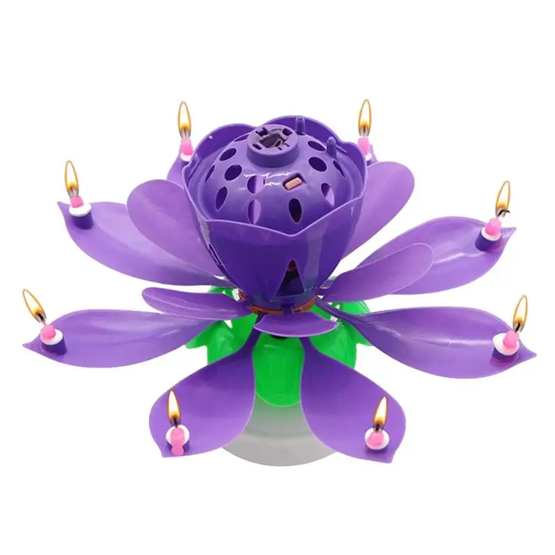 Lotus Candle Birthday Creative Rotating Birthday Candle Singing Candle