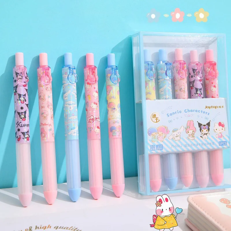 

Оригинальная гелевая ручка Sanrio 12/24 шт. Kuromi My Melody Cinnamoroll почтовые канцелярские принадлежности для студентов 0,5 Черные милые гелевые ручки для пресса подарок для детей