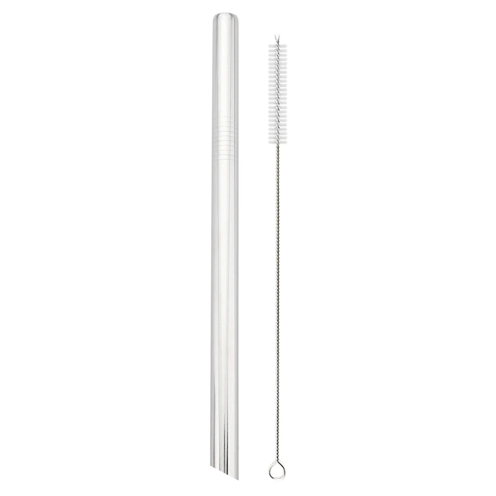 NiHome Confezione da 8 cannucce in acciaio inox per frullate/frappè, extra larghe 1,3 cm, riutilizzabili, cannucce in metallo extra lunghe, dritte e piegate, per boba, bevande spesse, bevande fredde