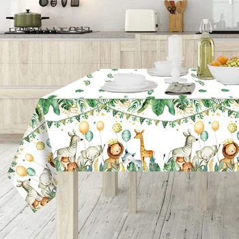 Tovaglia con animali della giungla Wild One Forest Safari Decorazioni per feste di compleanno Bomboniere per bambini Tovaglie da pranzo da cucina Baby Shower 1