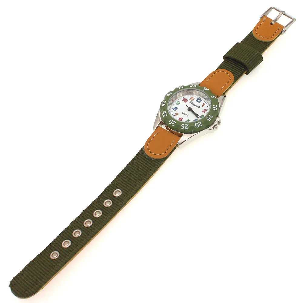 Schöne Quarzuhr für Jungen und Mädchen, Kinder-Armbanduhr mit Stoffarmband, Schüler-Zeitmesser, bunte Ziffern, Geburtstagsgeschenke – Detail 5