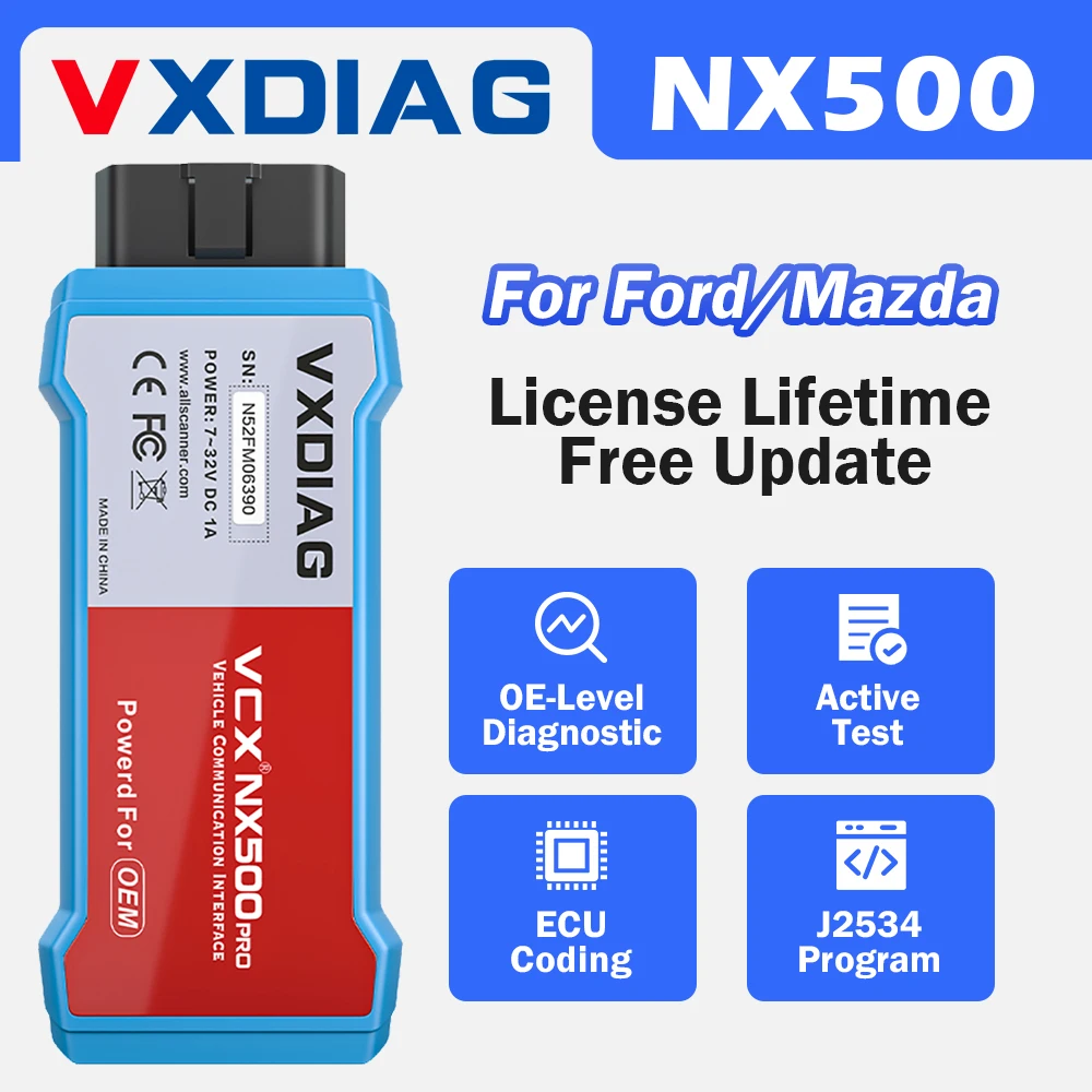 VXDIAG NANO NX500 for Ford for Mazda IDS V129 VCM 2 in 1 OBD2 Car Diagnostic Scanner J2534 Smart Key PCM Programming ECU Coding