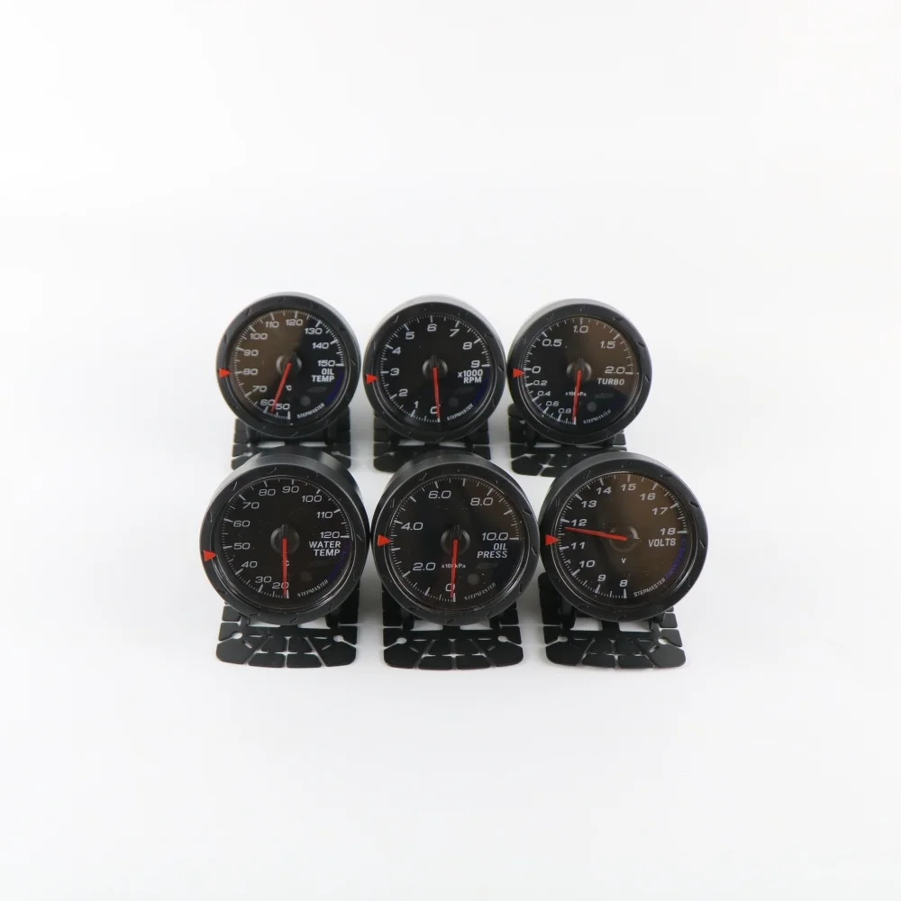 디프 어드밴스 60mm CR 블랙 배경 6 게이지 시리즈 수온, 오일온도, 오일압력, 전압, 타코미터 RPM, 터보 7색