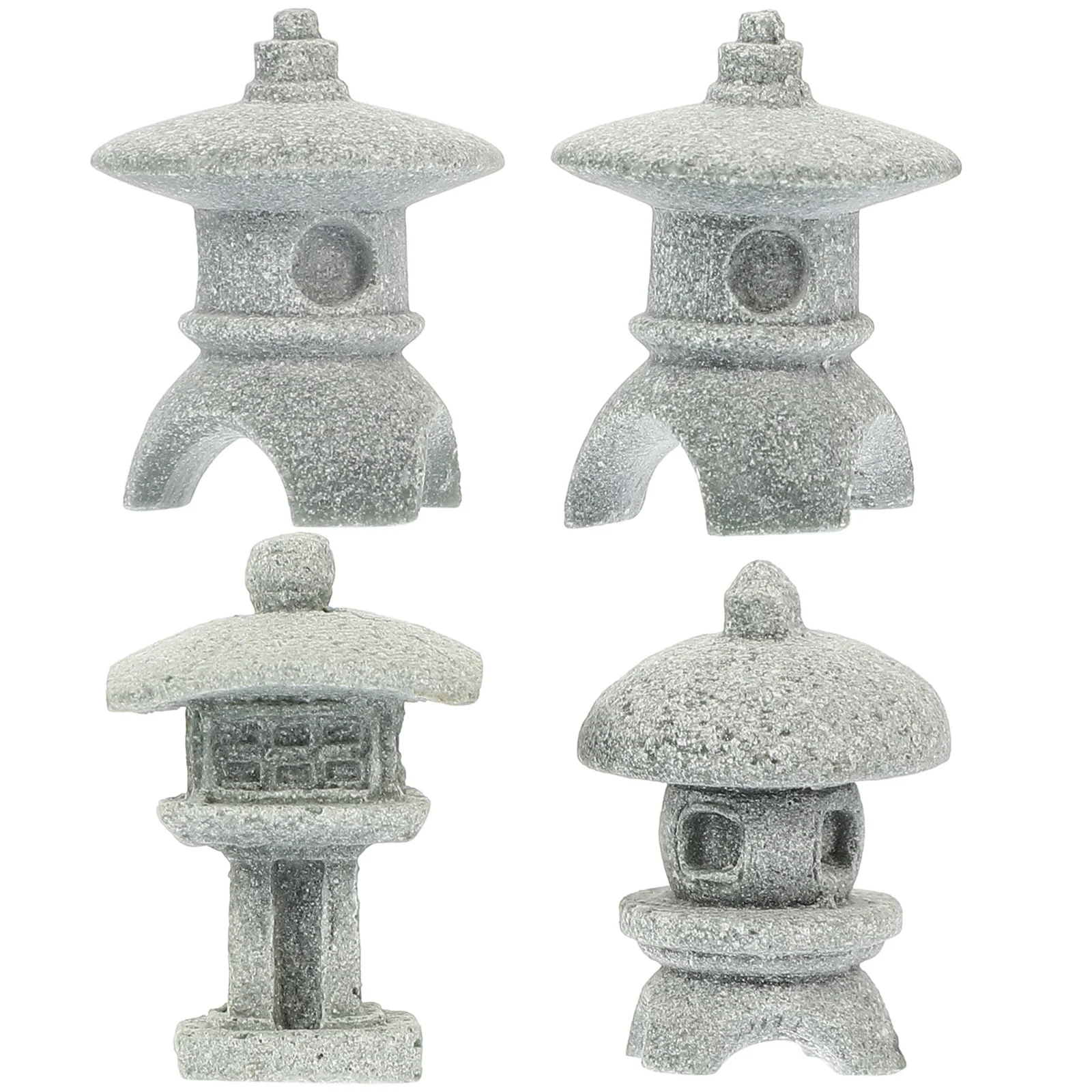 

4 Pcs Mini Garden Ornaments Desktop Pagoda Statue Decor Sandstone Tabletop Tiny