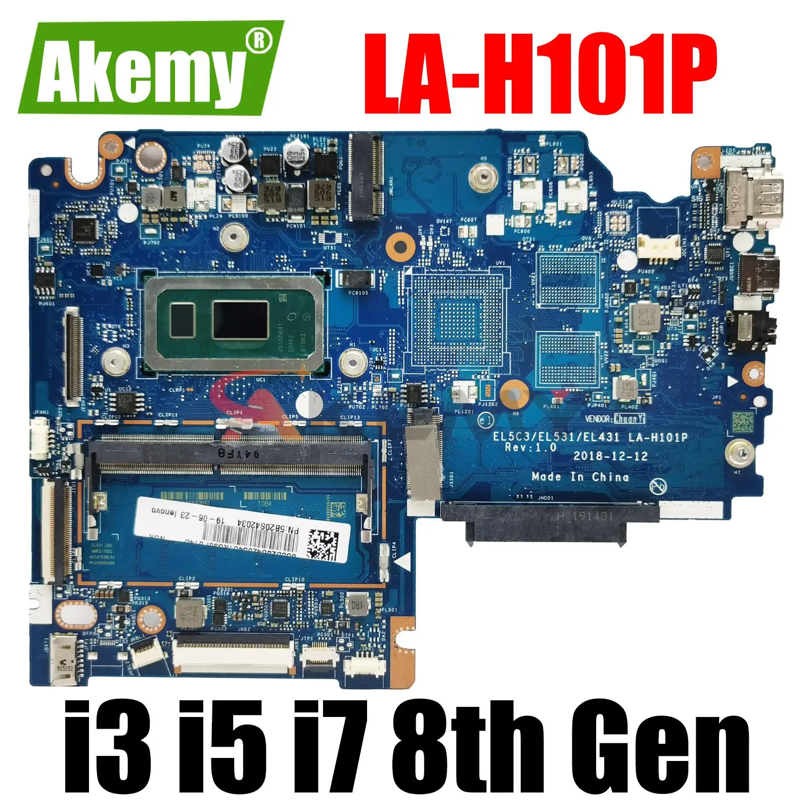 

EL5C3/EL531/EL431 LA-H101P For Lenovo S340-15IWL Laptop Motherboard With i3-8145U i5-8265U i7-8565U 4GB-RAM Fru:5B20S42042