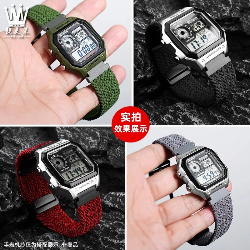 حزام ساعة مرن من النايلون لسلسلة كاسيو A158 A168 f...