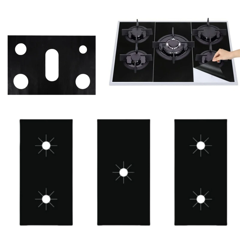 5-Hole Gas Stove Pad Protective Cover Cleaning Anti-dirty Non-stick Pad Reusable Stovetop Scratch Protector Pads Kitchen Parts
