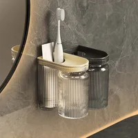 Wall-Mounted Toothbrush Storage Rack Brushing Cup Rinsing Cup Wall Mounted Rack Wall Mounted Bathroom Toothbrush Holder
