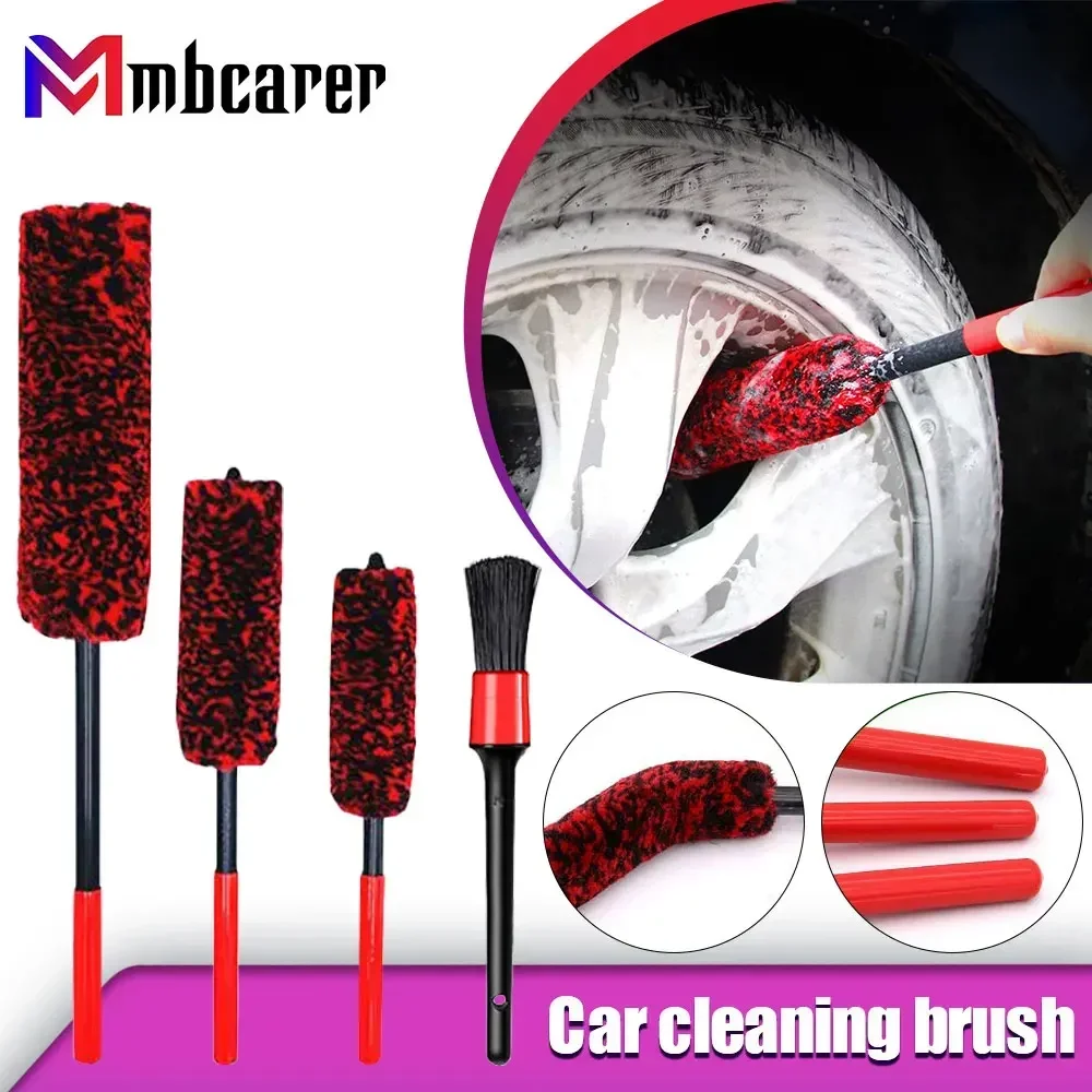 

1/2PCS Wheel Brush Plush Soft Wheel Cleaning Brush Car Tire Rims Detailing Long Handle Brushes Car Maintenance Cleaning Tools