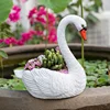 Creative Swan White Flower Pot, Animal Resin Crafts, Courtyard Balcony Garden Layout, Duck Decoration, Outdoor Decoration, 1Pc 2