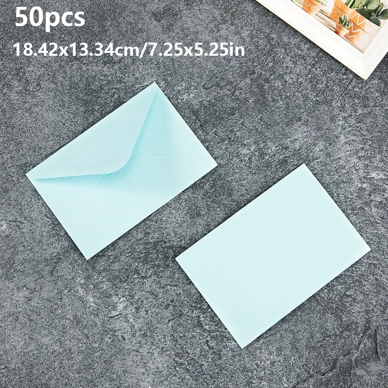 50pcs/lot 18.42x13.34cm Envelope Small Business Supplies 120g Paper Invitations Postcards Letters Bag Wedding Stationery Storage