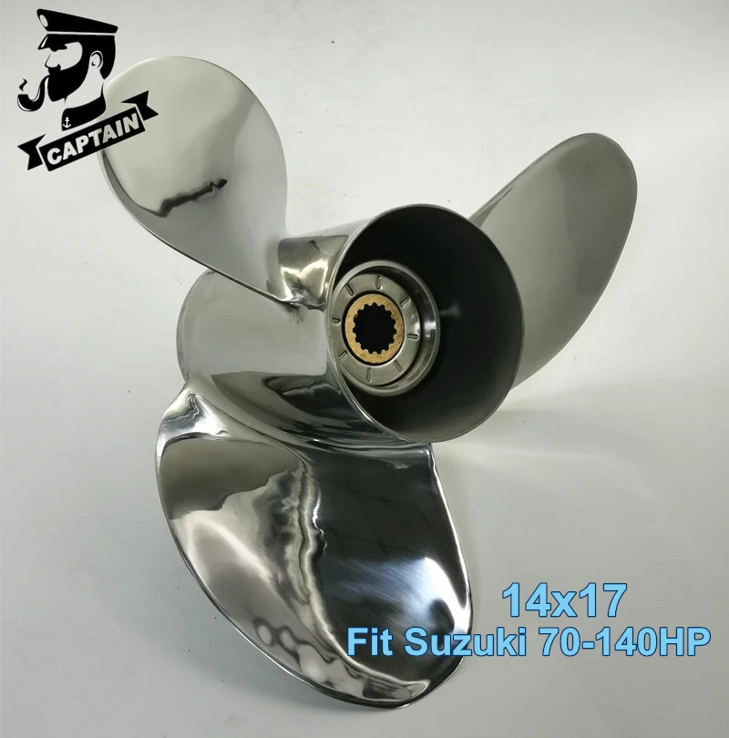 

Captain Boat Marine Propeller 14x17 Fit Suzuki Outboard Engines DF80A DF90A DF100 DF115 Stainless Steel 15 Splines RH 3 Blades