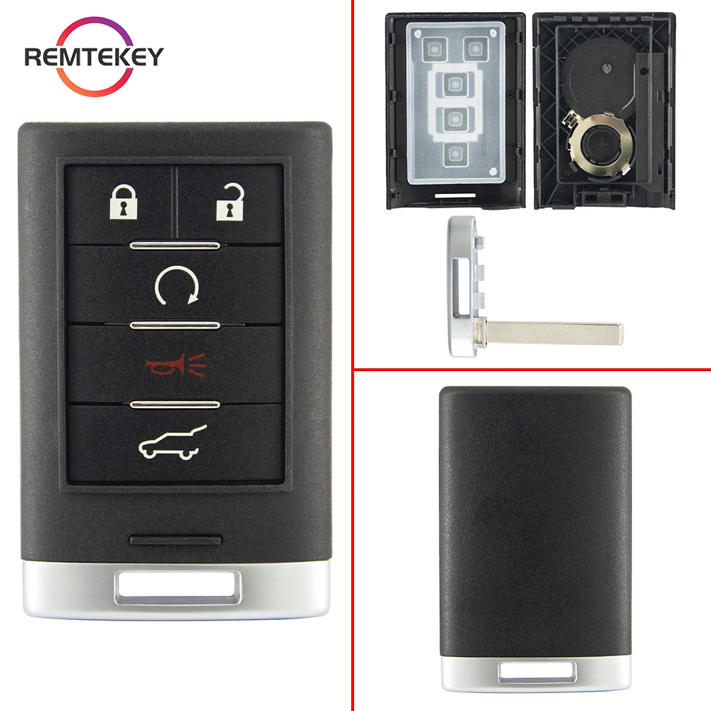 

REMTEKEY Smart Remote Car Key Shell FCC M3N5WY7777A Case 4/5 Buttons for Cadillac CTS DTS STS XLR for Chevrolet Corvette