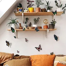  12 pcs/set 3D Butterfly Wall Sticker Wedding Scene Outdoor Decoration Bedroom Living Room Butterflies Home Decor Decals Stickers 