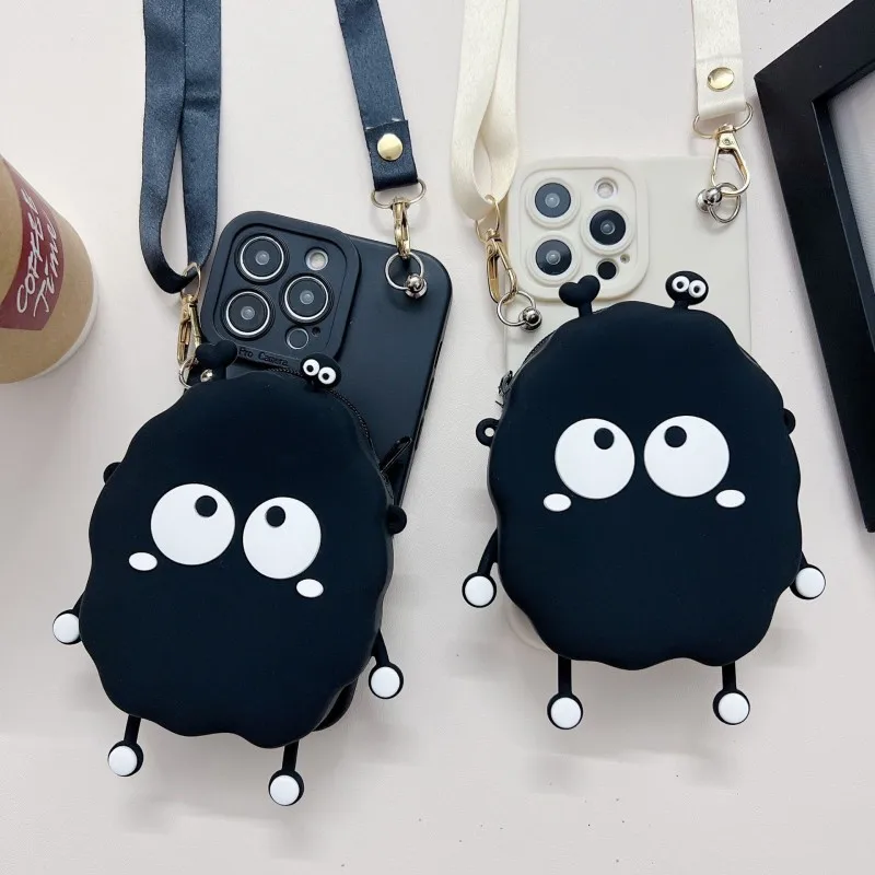 Adorable Cartoon Wallet Crossbody Phone Case with Card Holder and Lanyard Strap