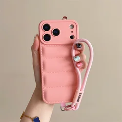 Luxury Down Jacket Puffer Wrist Strap Phone Case - Ultra Soft Cover - Galaxy S20 FE 2022 (Pink)