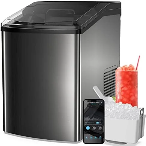 

Nugget Ice Maker Countertop WiFi Integrated | Portable Sonic Ice Machine for Home | Soft Pebble Ice Makers Self Cleaning | Chewa