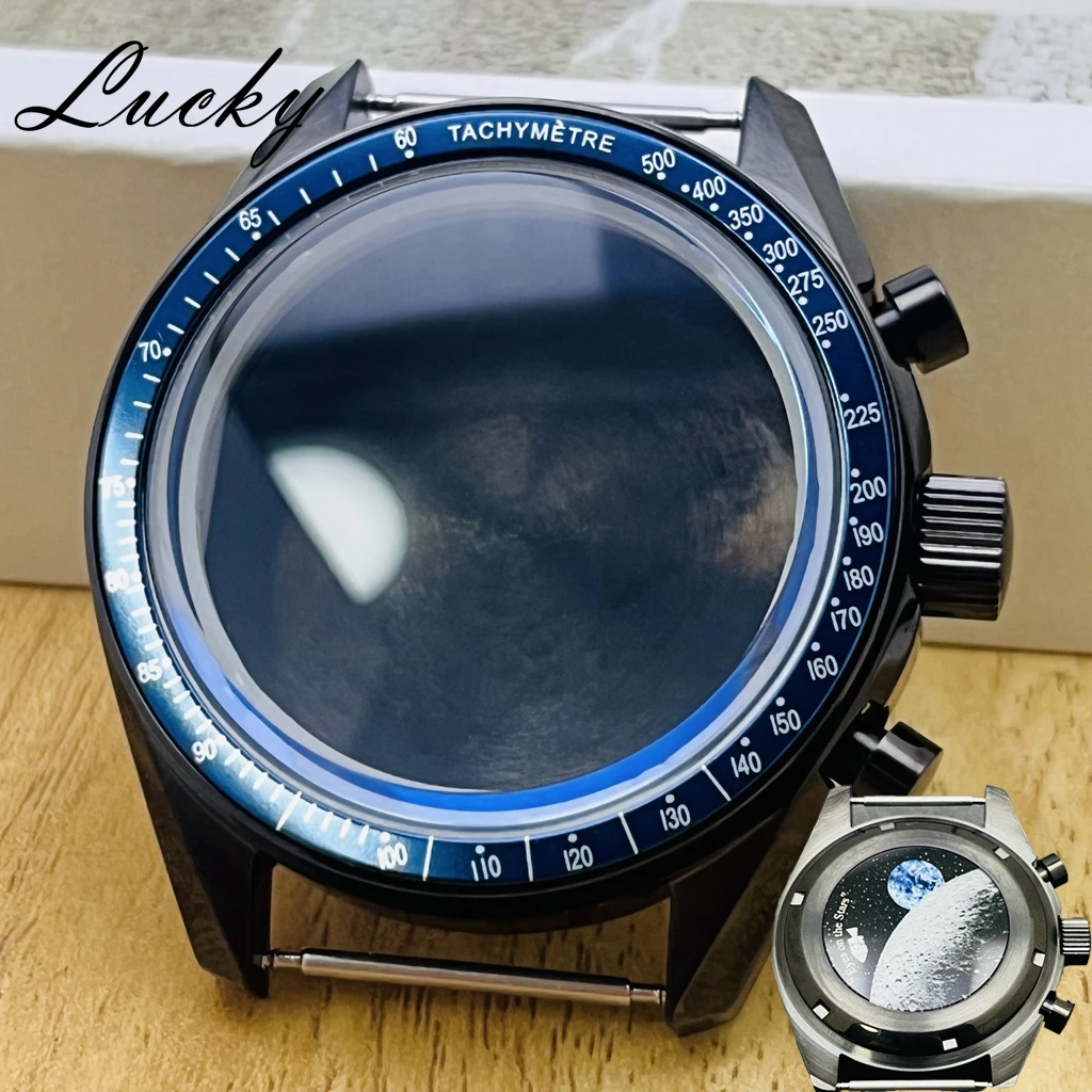 39,7mm Herrenuhren mit Goldlünette, Speedmaster-Gehäuse, passend für Omega VK64 VK63 Quarzwerk, Ersatzteile und Zubehör – Detail 16