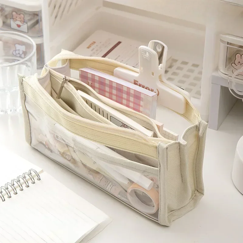 Six-Layer Transparent Storage Bag – Large-Capacity Minimalist Japanese-Style Pencil Case and Makeup Organizer with High Aesthetic Appeal Bags & Storage Items Beach bags