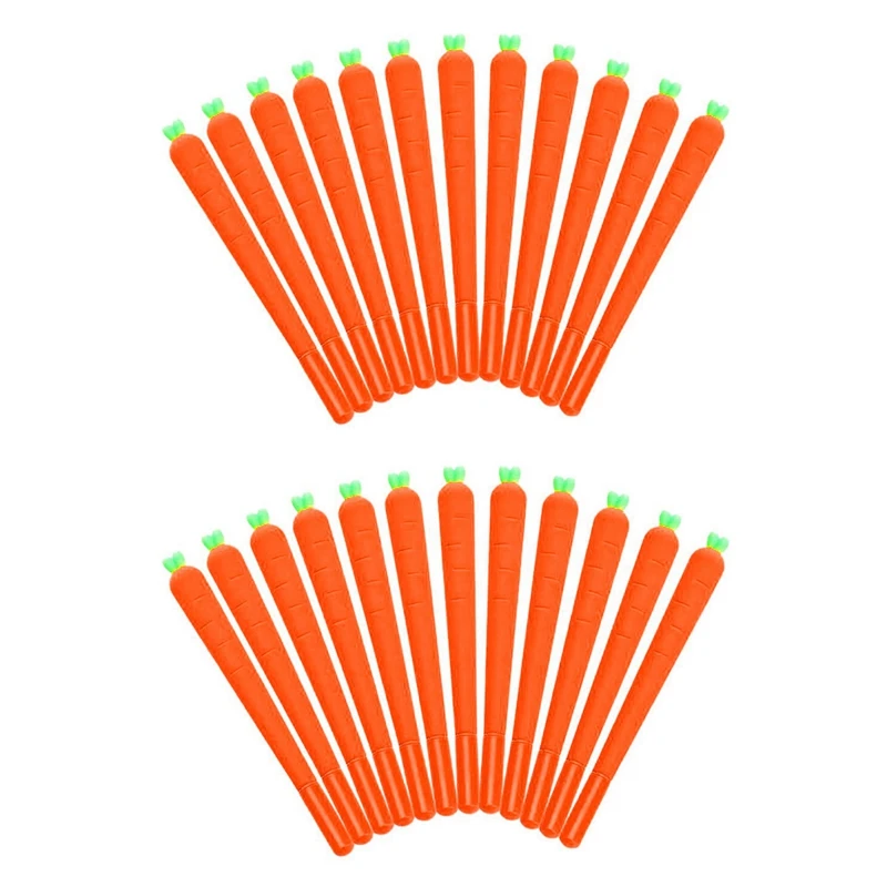 

24 Pack Carrot Gel Ink Pen Soft Rollerball Pen Novelty Cute For Office School
