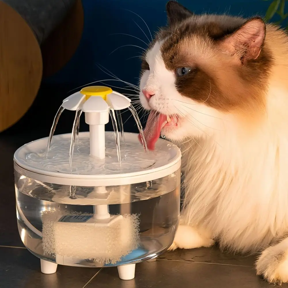 Description Picture 6 of itemElectric Automatic Cat Water Fountain Transparent Flower Nozzle Cat Water Dispenser Water Filter Large Capacity