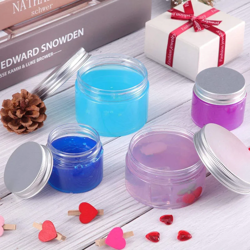 5Pcs 20/30/50/80/100/120/150 ml Empty Plastic PET Clear Cosmetic Jars Makeup Clear Storage Jars Face Cream Sample Pot Containers
