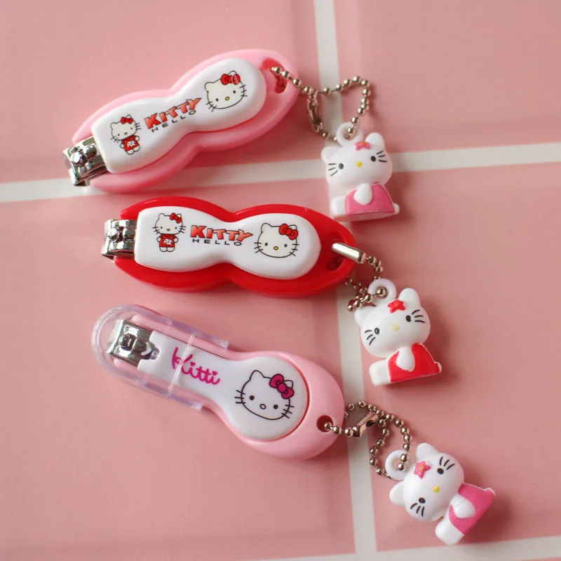 

Sanrio Hello Kitty Nail Clippers Girls Manicure Tools Cute Cartoon No Stain Steel Nail Scissors Keychain Mini Pedicure Scissors