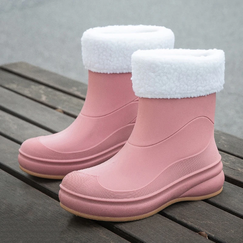 Fashionable Short-tube Rain Boots Waterproof Non-slip Wear-resistant Rain Boots Women's Work Garden Shoes Outdoor Wading Shoes