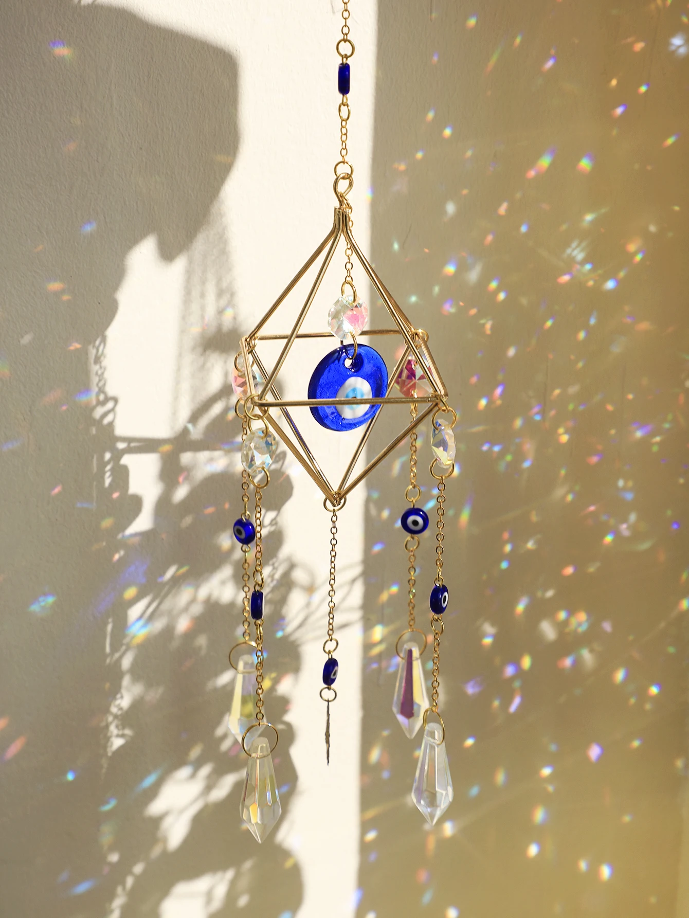 Description Picture 6 of itemWall Hanging Suncatcher Evil Eye Wind Chime Prism Suncatcher Rainbow Maker Light Catcher Garden Decoration Outdoor Decor Gift