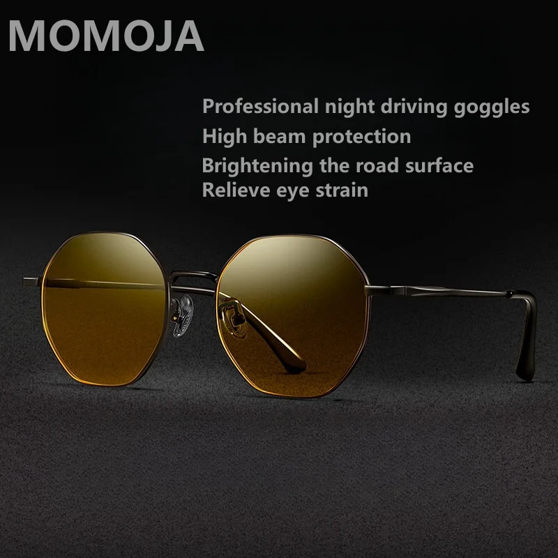 

MOMOJA Retro HD Polarized Men's Night Driving Glasses Flat Light Anti glare Night Driving Women's Glasses 121211