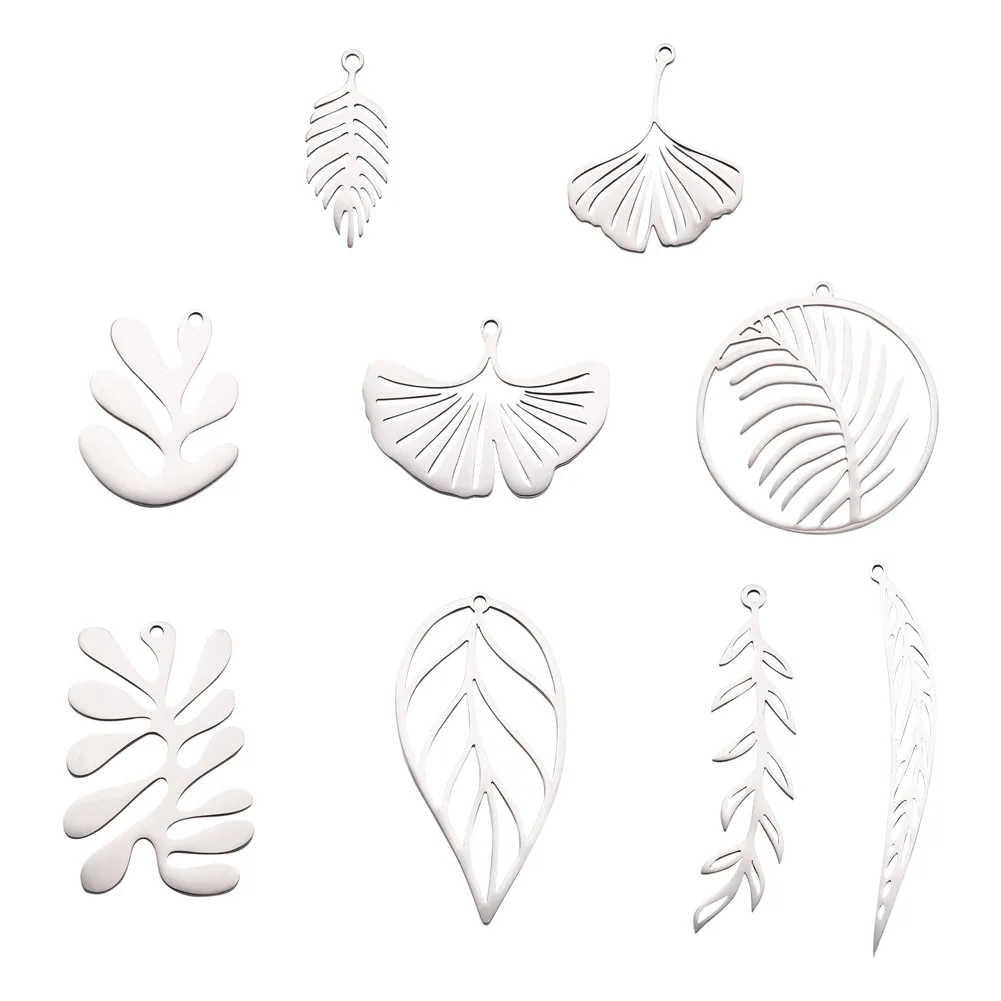 

18Pcs Stainless Steel Hollow Leaves Filigree Charms Tree Leaf Pendants for DIY Earring Necklace Jewelry Making Accessories