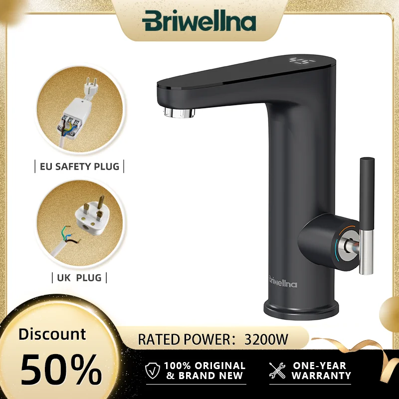 Briwellna เครื่องทําน้ําอุ่นไฟฟ้าก๊อกน้ําร้อน 2 ใน 1 อ่างล้างหน้า Tankless Geyser 220V เครื่องทําน้ําอุ่นก๊อกน้ําสําหรับ Home 1