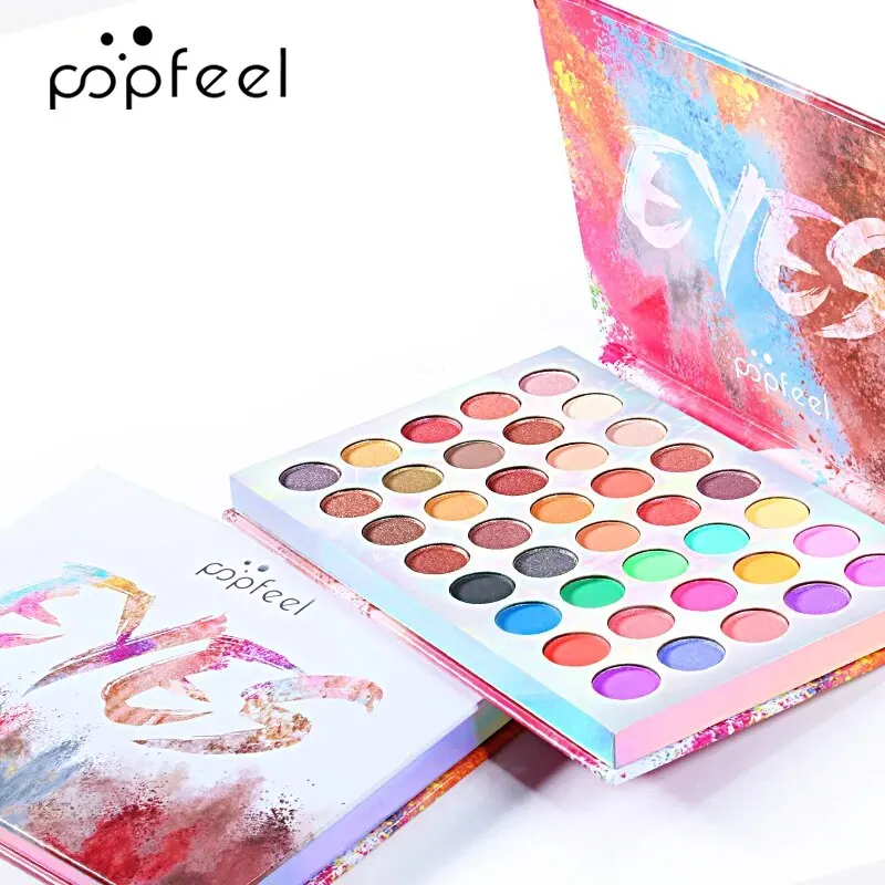 POPFEEL Professional 40-colors Eyeshadow Palette, Pearly Glitter Matte Fantasy, Rainbow Color Tone, Ultra Pigmented 6