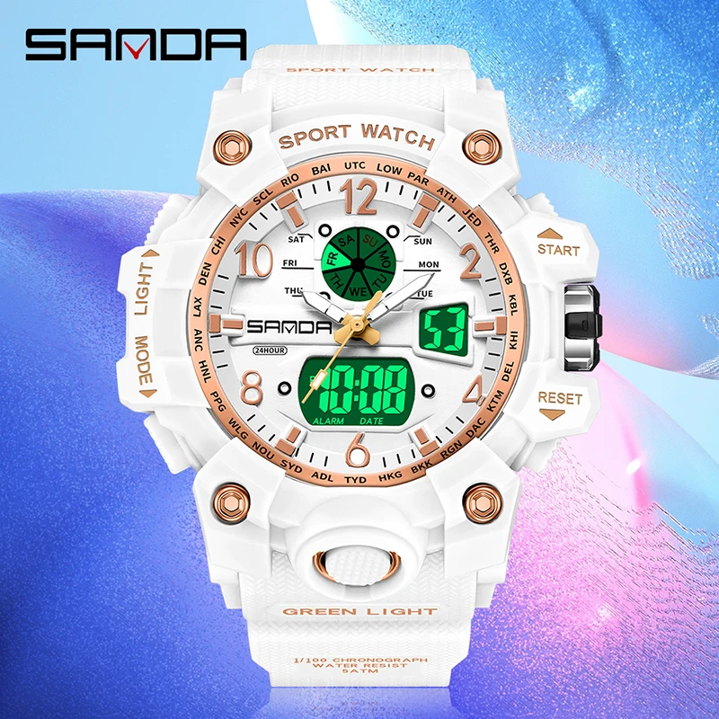 2023 New Youth Sports Trend Korean Electric watch Men's Creative SANDA 3306 Personality Wristwatch