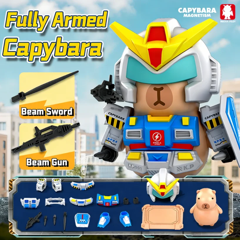 Capybara Mecha Armor Deluxe Action Figure Set with Accessories & Display Base