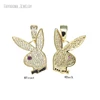 10Pcs Invisible Setting Metal Cubic Zirconia Jewelry Gold Color Copper Wholesale Animal Rabbit Head Pendant PM52642 1