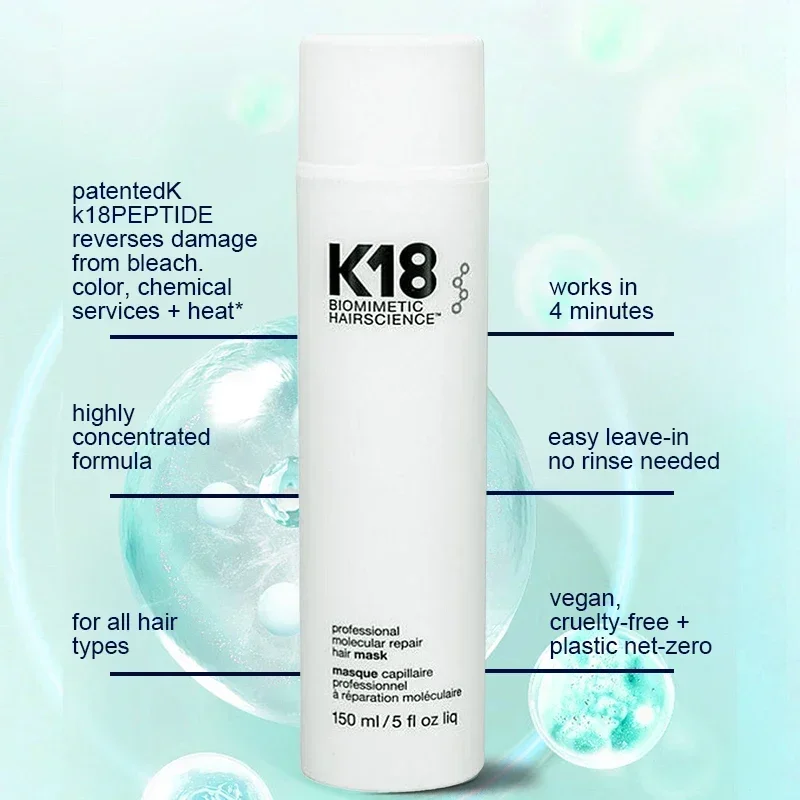 150ml K18 Leave-In Molecular Hair Mask Original Repair Molecular Hair Care Damaged Dry Frizzy 4 Minutes Treatment Moisturize hair mask