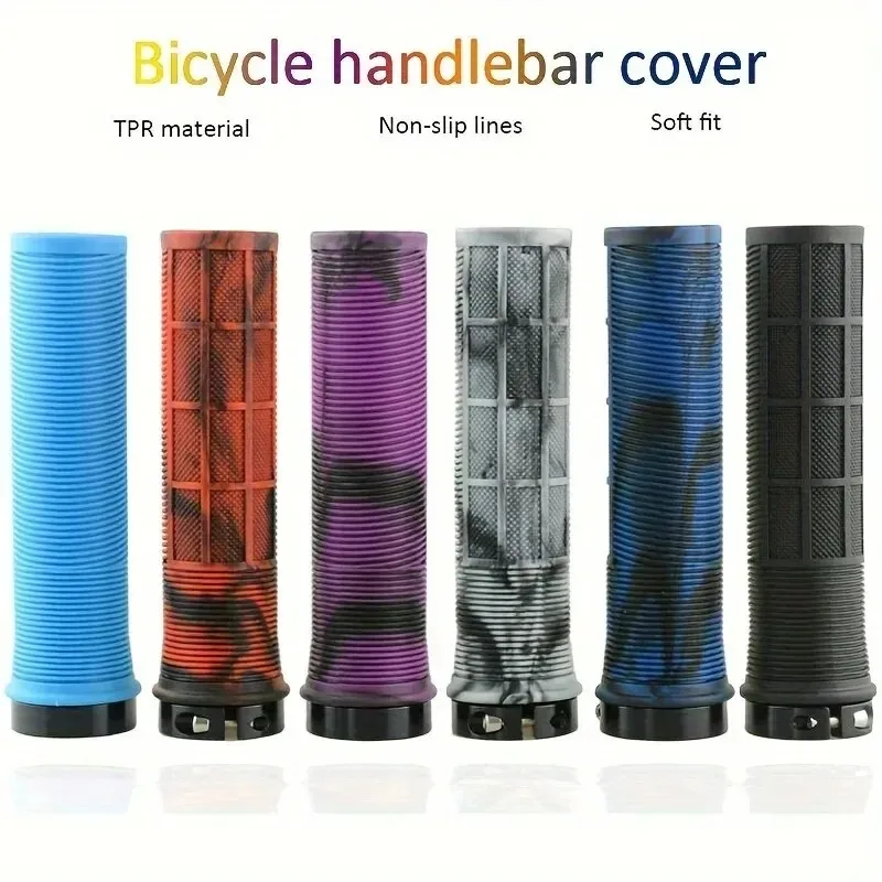 TPR Bicycle Grips Integrated Bicycle Handlebar Grips Aluminum Alloy Lock on Handles Non-slip MTB Cuffs Bike Part bicycle handlebar grips bicycle accessories bike handlebar grips bike handle grips