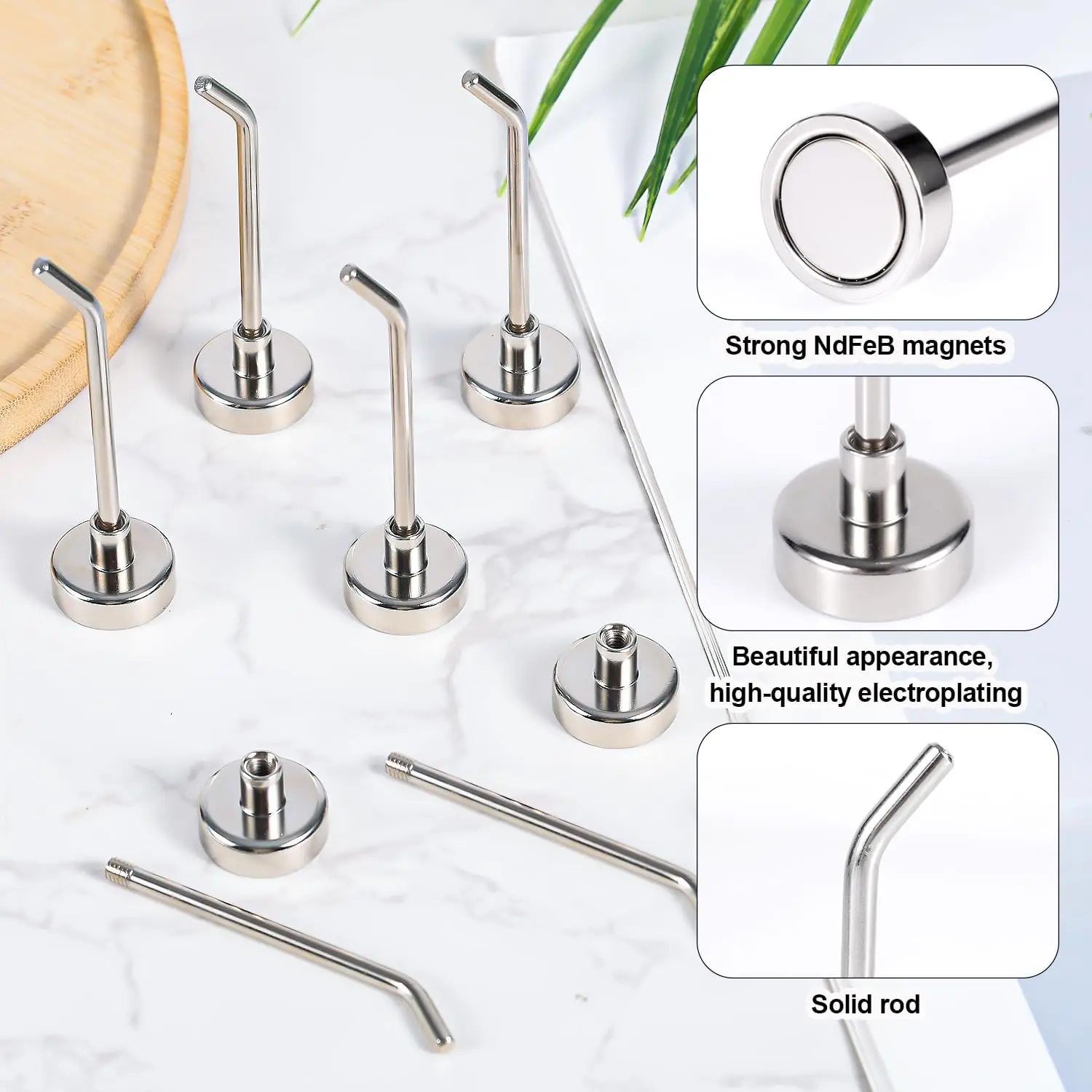 4/6 große magnetische Haken, 2,8 Zoll lange, robuste Magnethaken, starke magnetische Kreuzfahrtaufhänger für Kreuzfahrtschiffe, Garage, Küche – Detail 8