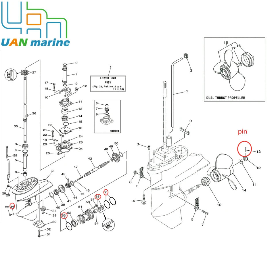 thumbnail image 2 of Uanofcn Yamaha Outboard Lower Unit Seal Kit – Perfect For 6, 8, 9.9 HP Motors | Oil Seal & O-Ring Replacement Set 2 of 13
