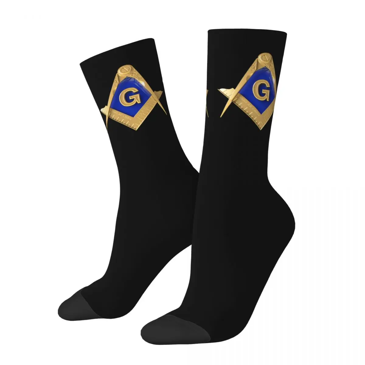 

Freemason Gold Square Compass Design Men Women Socks Outdoor Novelty Spring Summer Autumn Winter Stockings Gift