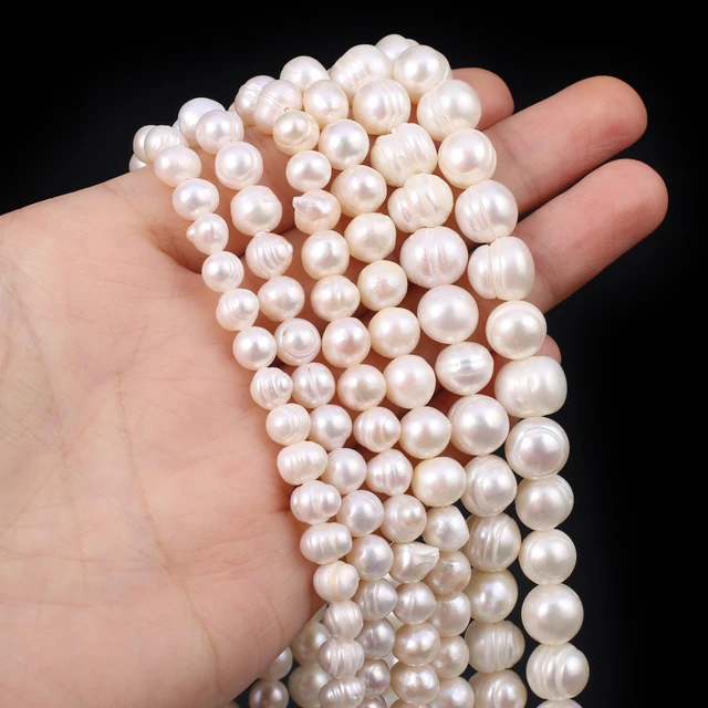 Zhe Ying Genuine Freshwater Pearl Beads for Jewelry Making, 0.8mm Hole  Cultured Near Round Irregular Shape White Pearls for Bracelet Making Loose