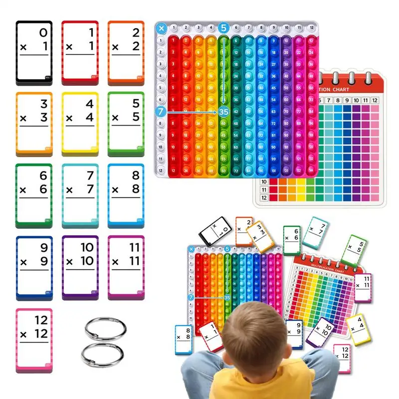 156pcs /set Multiplication Flash Cards Math Game Flash Cards Table Math Games Toy Fidget Learning Game Toy Multiplication