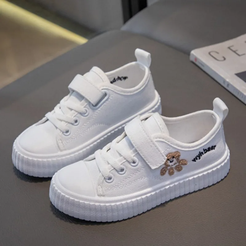 Kids Canvas Shoe 2023 Spring Autumn Girl Non-slip Casual Shoes School Flat Children Sneakers Boy Soft Sole Breathable Board Shoe