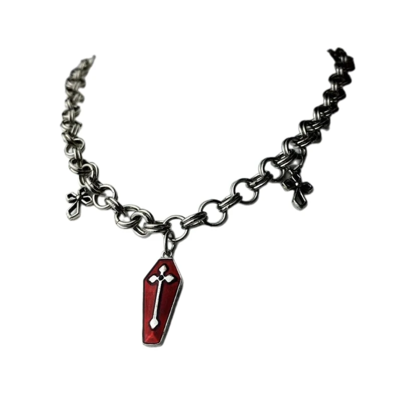 

Fashion Coffin Charm Necklace Adjustable Gothic Choker Collar Necklace