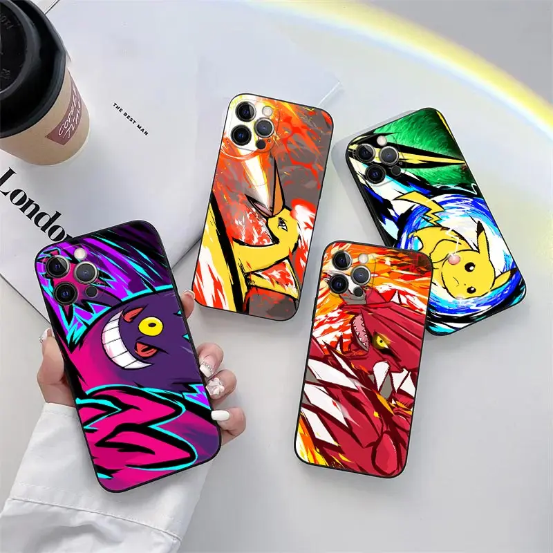 

Pokemon Anime Gengar Phone Case for iPhone 11 15 Pro Max Case Coque 14 Plus 13 Pro 12 Mini 11 X XS XR 7 8 SE 2020 TPU Soft Cover