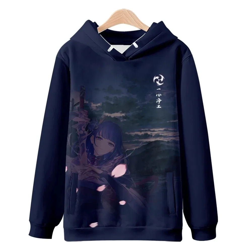 Genshin Impact Hooded Sportswear for Men and Women, Sangonomiya Kokomi, 3D Printed Sweatshirt, Fashion Suit, Young Kawaii,2024