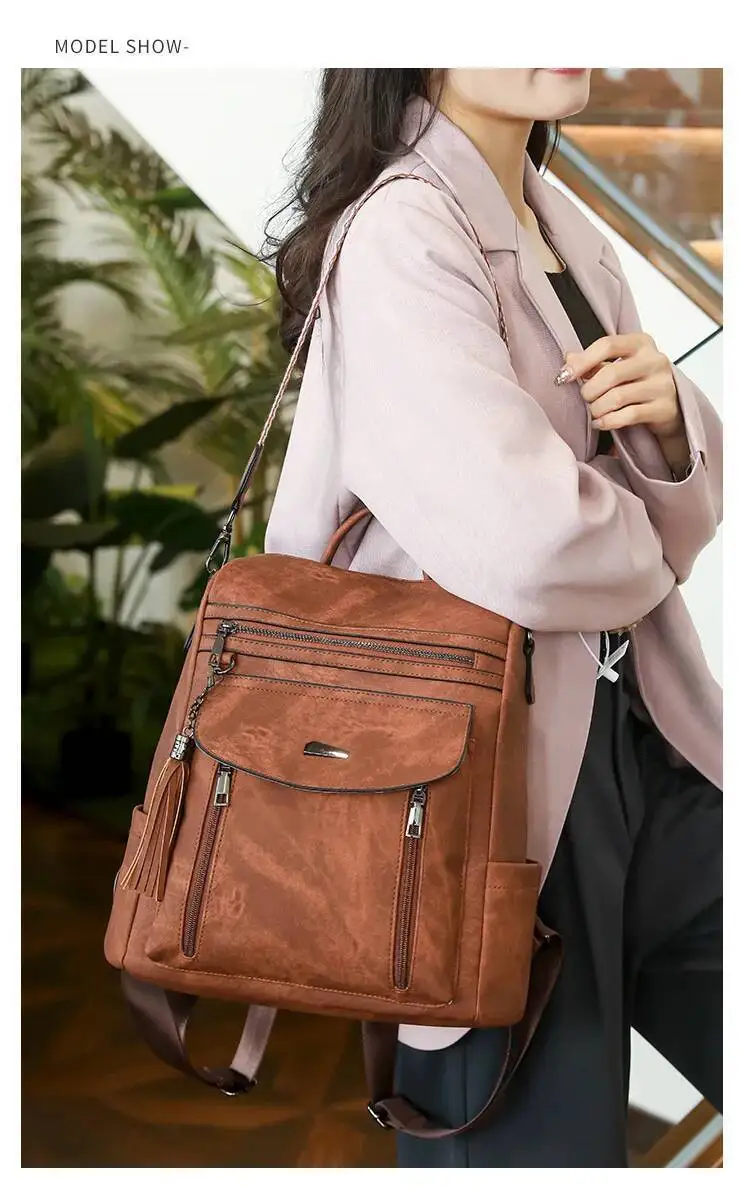 Heißer Verkauf Luxus frauen Rucksack Multifunktionale Schichten Doppel Schulter Taschen Luxus Gute Qualität Frühling Trend PU frauen Tasche – Detail 18